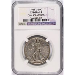 1938-D WALKING LIBERTY HALF DOLLAR NGC XF DETAILS