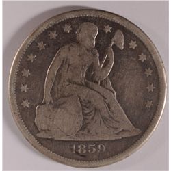 1859-O SEATED DOLLAR VG/F