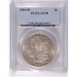1921-D MORGAN DOLLAR PCGS AU-58