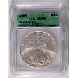 2004 SILVER AMERICAN EAGLE ICG MS-69