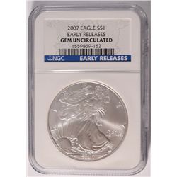 2007 SILVER AMERICAN EAGLE NGC GEM UNC