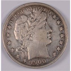 1900 BARBER HALF DOLLAR, XF/AU-45 ORIGINAL