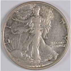 1918-D Walking Liberty Half Dollar AU 53, NICE LUSTRE!