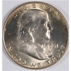 1951-D FRANKLIN HALF DOLLAR, MS-65 SCARCE!