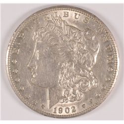 1902-S MORGAN SILVER DOLLAR, AU-55 SEMI-KEY COIN