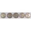 Image 1 : (5) WALKING LIBERTY HALF DOLLARS (35-S, 36, 36-S, 37, 37-S)