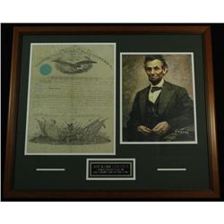 President Abraham Lincoln Signed Original 1861 Document in 27x31 Custom Framed Display (PSA LOA)