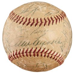 1954 Yankees Game-Used OAL Baseball Team-Signed by (27) with Mickey Mantle, Yogi Berra, Whitey Ford,