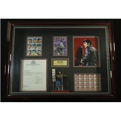 Elvis Presley Signed MGM Inc Contract In Custom 24x32 Shadow Box With Unused Concert Ticket & Unused