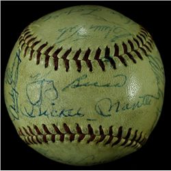 1960 Yankees Team OAL Baseball Signed by (27) with Mickey Mantle, Yogi Berra, Whitey Ford, Casey Ste