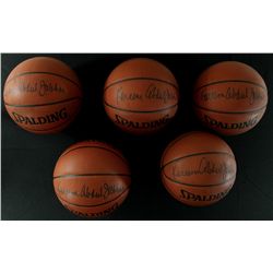 Lot of (5) Kareem Abdul-Jabbar Signed Basketballs (JSA COA)