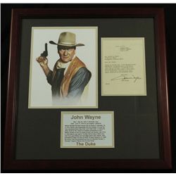John Wayne Signed 20x21 Custom Framed Letter (PSA LOA)