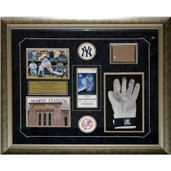 Derek Jeter Yankees 3,000 Hits 28x24 Custom Framed Display With Game-Used Glove & Game Used Dirt