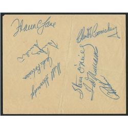 Vintage Sheet Signed by (8) Baseball Legends with Jackie Robinson, Ted Williams, Duke Snider, Ralph 