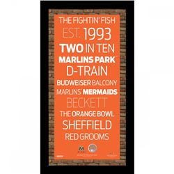 Framed Miami Marlins Subway Sign Wall Art 9.5x16 with Authentic Marlins Park Dirt (MLB)