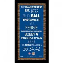Framed Texas Rangers Subway Sign Wall Art 9.5x16 with Authentic Ballpark in Arlington Dirt (MLB)