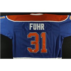 Grant Fuhr Signed Oilers Jersey Inscribed "HOF 03" (JSA COA)