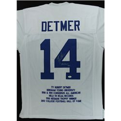 Ty Detmer Signed BYU Stat Jersey Inscribed "Heisman 90" (JSA COA)