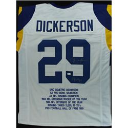 Eric Dickerson Signed Rams Stat Jersey Inscribed "HOF 99" (JSA COA)