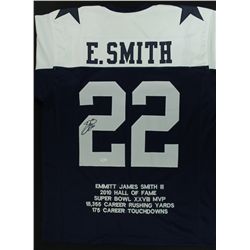 Emmitt Smith Signed Cowboys Stat Jersey (JSA COA)