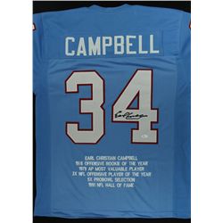 Earl Campbell Signed Oilers Stat Jersey (JSA COA)