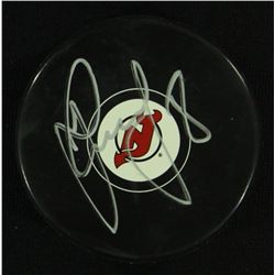 Dainius Zubrus Signed Devils Logo Puck (JAG COA)