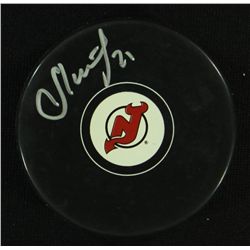 Andrei Loktionov Signed Devils Logo Puck (JAG COA)