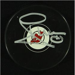 Johan Hedberg Signed Devils Logo Puck (JAG COA)