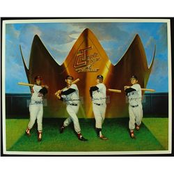 MLB Triple Crown Winners 20x25 Lithograph with Mickey Mantle, Ted Williams, Frank Robinson & Carl Ya