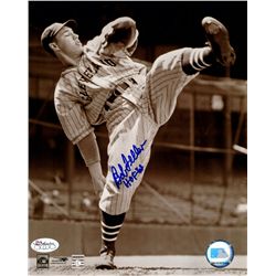 Bob Feller Signed Indians 8x10 Photo Inscribed "HOF 62" (JSA)