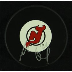 Mattias Tedenby Signed Devils Logo Puck (JSA COA)