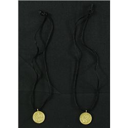 Lot of (2) Pendant Necklaces with (1) Erte 'I Love You' & (1) Linda Le Kniff 'Woman'