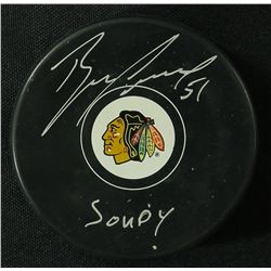 Brian Campbell Signed Blackhawks Logo Hockey Puck Inscribed "Soupy" (Schwartz COA)