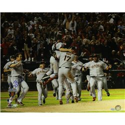 Pat Burrell Signed Giants 2010 World Series Celebration 16x20 Photo (GTSM Hologram)