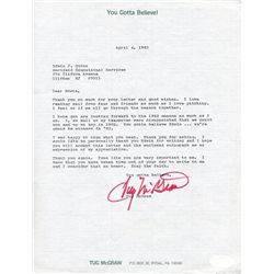Tug McGraw Signed Fan Letter (JSA COA)