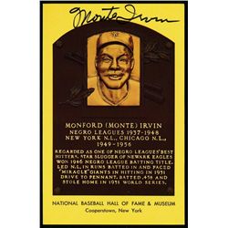 Monte Irvin Signed Gold HOF Postcard (JSA COA)