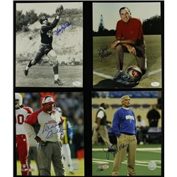 Lot of (4) Signed Football 8x10 Photos with (2) Norb Hecker, Dennis Green, Jim Mora (JSA COA)