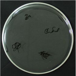 Red Hot Chili Peppers Facsimile Signed Drumhead with Anthony Kiedis, Flea, Chad Smith & Josh Klingho