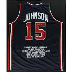 Magic Johnson Signed Team USA "Dream Team" Stat Jersey (PSA COA)