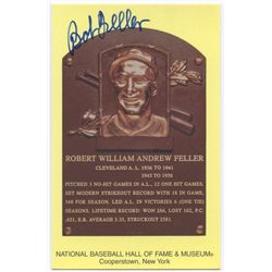 Bob Feller Signed Gold HOF Postcard (PA LOA)
