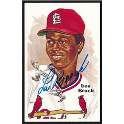 Lou Brock Signed Cardinals Perez-Steele Limited Edition HOF Postcard (JSA COA)