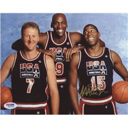 Magic Johnson Signed Team USA  Dream Team  8x10 Photo with Michael Jordan & Larry Bird (PSA COA)