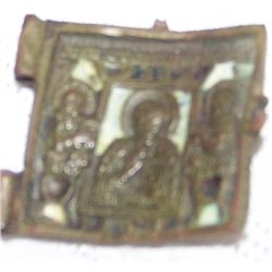 Russian Antique Orthodox Bronze Icon 18 Century Enamel