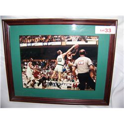 LARRY BIRD, BOSTON CELTICS HAND SIGNED CLASSIC COLOR PHOTOGRAPH