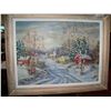 Image 1 : MARY BURGESS ORIGINAL OIL ON CANVAS, " VINTAGE " NEW ENGLAND WINTER SCENE" 22T X 28.5W