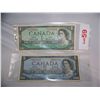 Image 1 : (2X$) CANADA 1954 $1 & $5 NOTES, VERY GOOD CONDITION