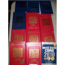 LOT OF (12) LIKE NEW U.S COIN PRICING & VALUE GUIDES INCLUDING OFFICIAL BLUE & RED BOOKS