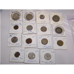 ASSORTED LOT OF (15) VERY RARE FORIEGN COINS, MANY ANTIQUE WITH LOTS OF SILVER