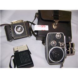 3) PIECE ANTIQUE CAMERA LOT INCLUDING BOLEX RAILLARD MOVING PICTURE, REFLEX KORELL & RADIO