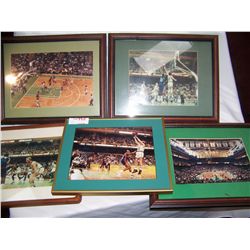 LARRY BIRD LOT OF (5) FRAMED ORIGINAL PICTURES OF HALL OF FAMER BOSTON CELTIC